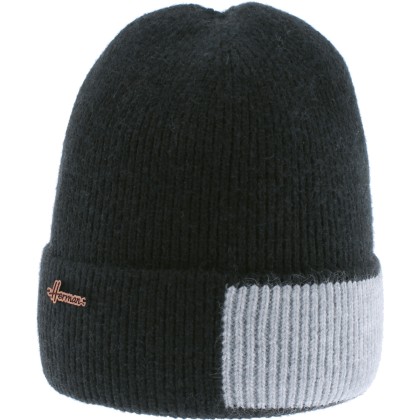 Adult cuffed beanie, two-tone decor, with interior plush