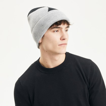 bonnet homme herman, bicolore en maille avec revers