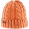 bonnet herman adulte, automne hiver, en maille torsadée avec revers, coloris orange