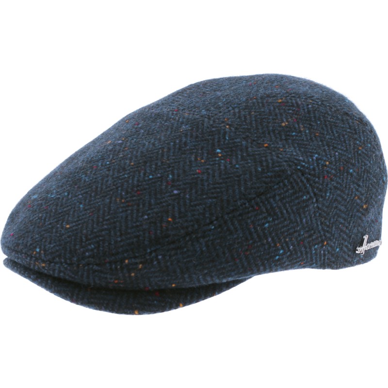 Casquette plate en tweed à motif chevrons