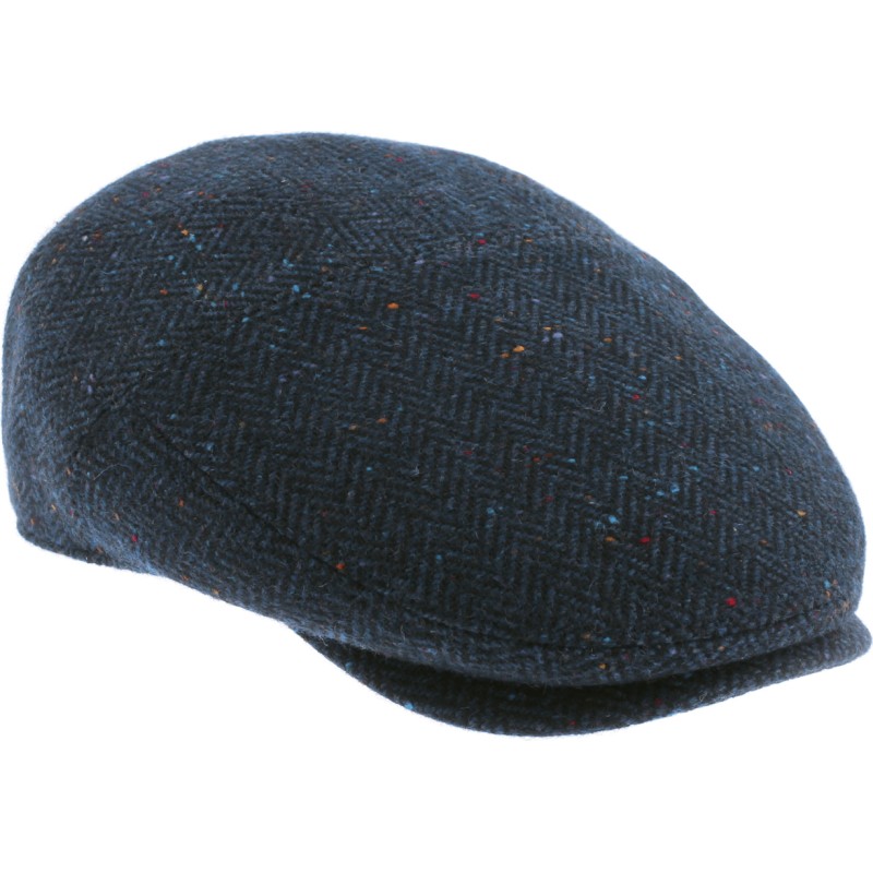 Casquette plate en tweed à motif chevrons