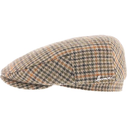 Flat cap in houndstooth fabric