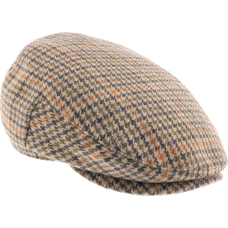 Flat cap in houndstooth fabric