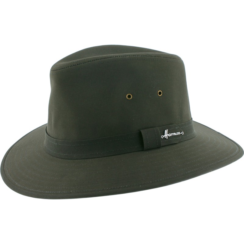 Chapeau imperméable grand bord en coton huilé