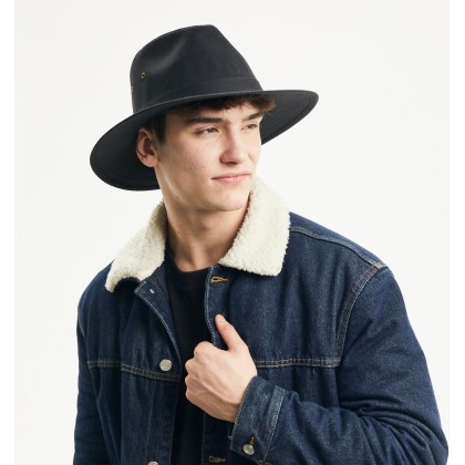 Chapeau imperméable grand bord en coton huilé