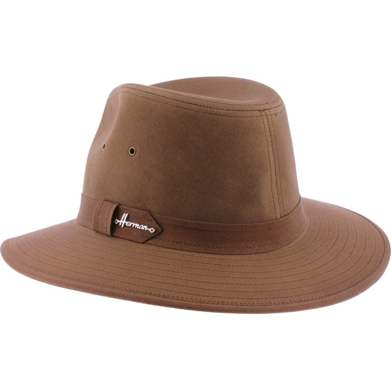 Chapeau imperméable grand bord en coton huilé