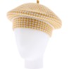 Beret femmes hiver vichy  jaune et blanc