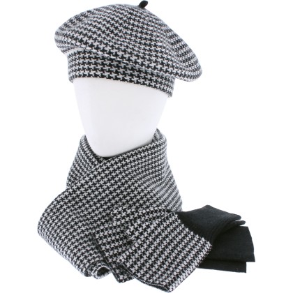 Ensemble set hiver beret femme herman avec echarpe et mitaines