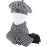 Houndstooth pattern set, with LUREX thread, consisting of a beret, lon