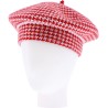 Beret femmes hiver vichy rouge et blanc