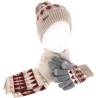 Set consisting of a pompom hat, a pair of tactile gloves and a scarf (