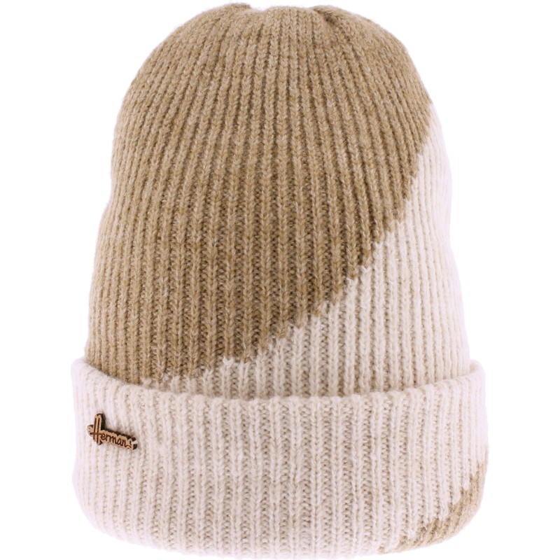 Two-tone ribbed adult beanie with cuff