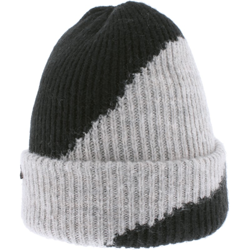 bonnet hiver femme bicolore avec revers