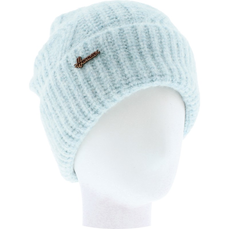 Plain ribbed adult soft beanie with cuff