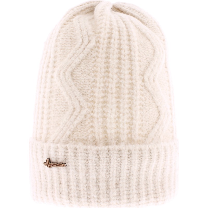 Plain ribbed adult soft beanie with cuff