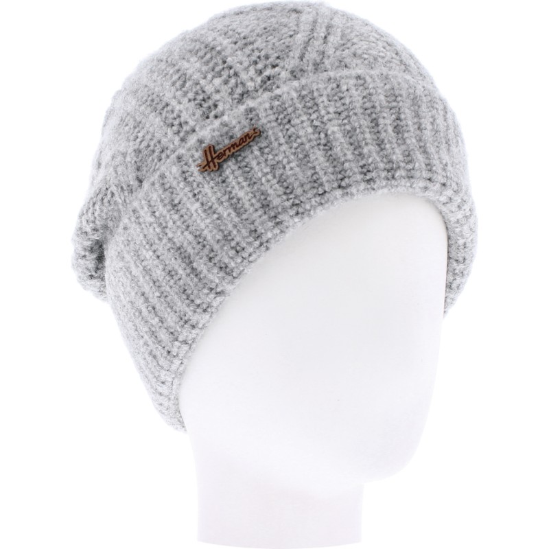 Plain ribbed adult soft beanie with cuff