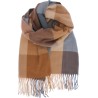 Large fringed scarf, with large check pattern, 190 x 68 cm