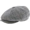 Newsboy cap with herringbone and line pattern fabric