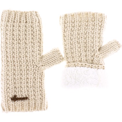 Plain adult mittens knitted with 80% recycled plastic thread. Lined in