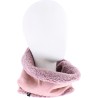 Flexible and reversible neck warmer in soft material on one side and p