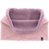 Flexible and reversible neck warmer in soft material on one side and p