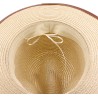 Large brim hat in paper straw  - pu leatherbelt and pu bound edge brim