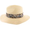 Large brim straw hat with scarf headband