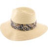 Large brim straw hat with scarf headband