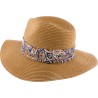 Large brim straw hat with scarf headband