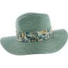 Large brim straw hat with scarf headband