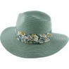 Large brim straw hat with scarf headband