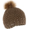 Knitted beanie with fake fur pompom