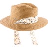 Chapeau en paille raphia avec foulard amovible et cordon de serrage in