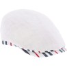 Plain color flat cap with pattern fabric edging and  peak