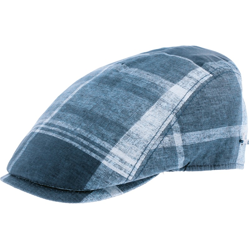 Flat cap with checked fabric