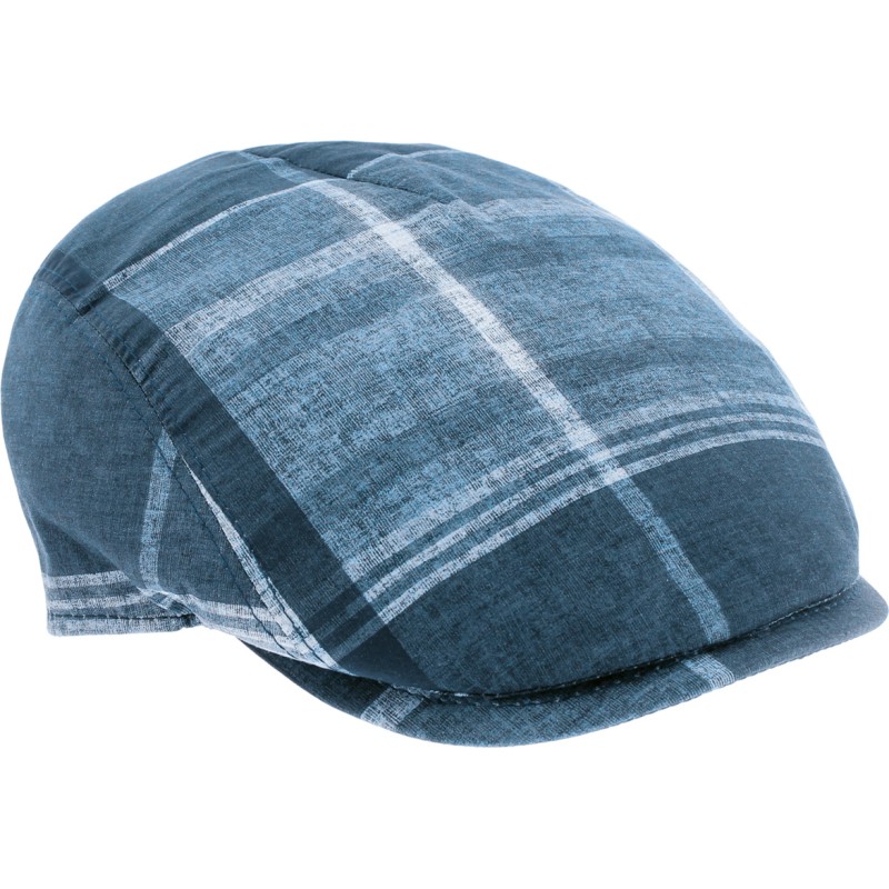 Flat cap with checked fabric