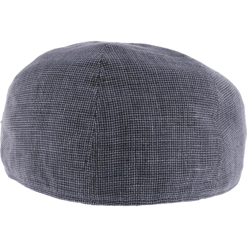 Plain color linen  flat cap with pu leather under the peak.