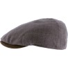 Plain color linen  flat cap with pu leather under the peak.