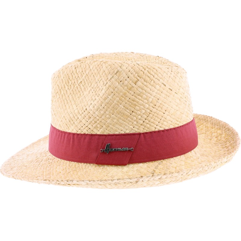 Chapeau paille rafia uni avec gros grain uni