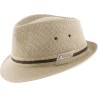 Small brim plain color linen hat with bi-color headband.