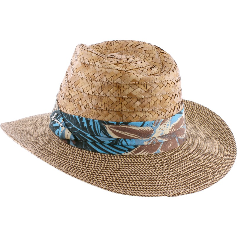 Chapeau grand bord avec la calotte en paille naturelle et le bord en p