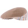 Plain color flat cap with pattern fabric on both side of the cap