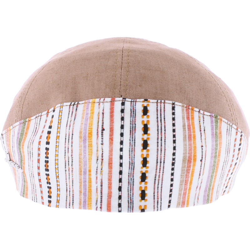 Plain color flat cap with pattern fabric on both side of the cap