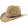 Chapeau cowboy en paille naturelle avec ceinture en faux cuir