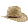 Chapeau cowboy en paille naturelle avec ceinture en faux cuir