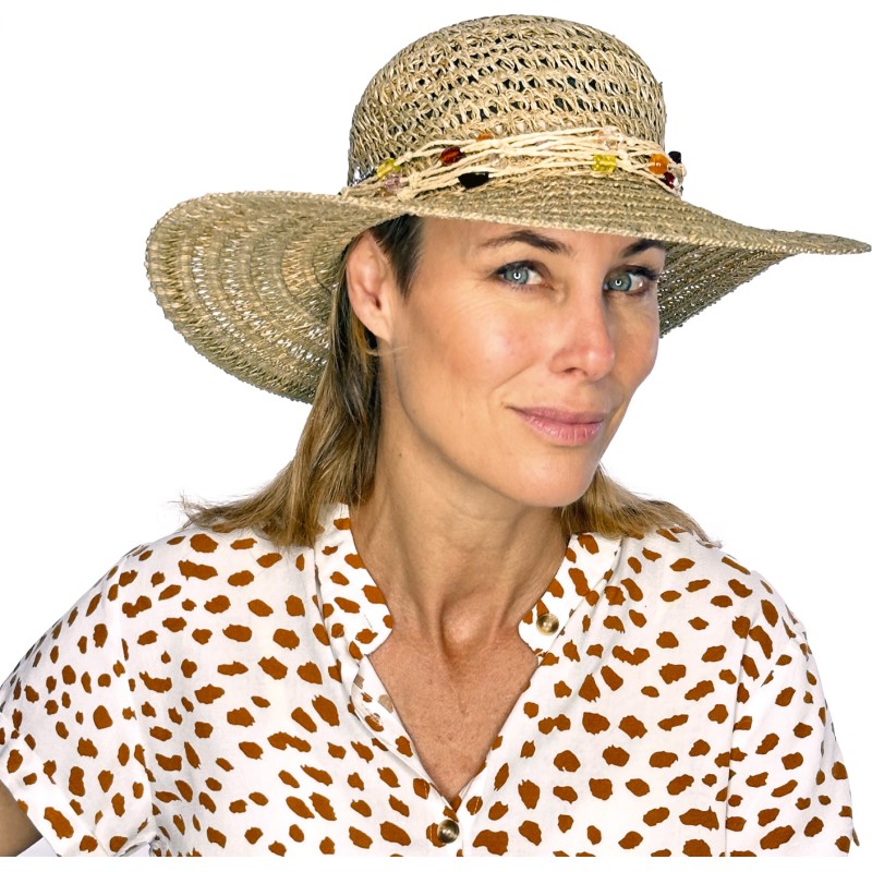 chapeau femme capeline grand bord en paille papier