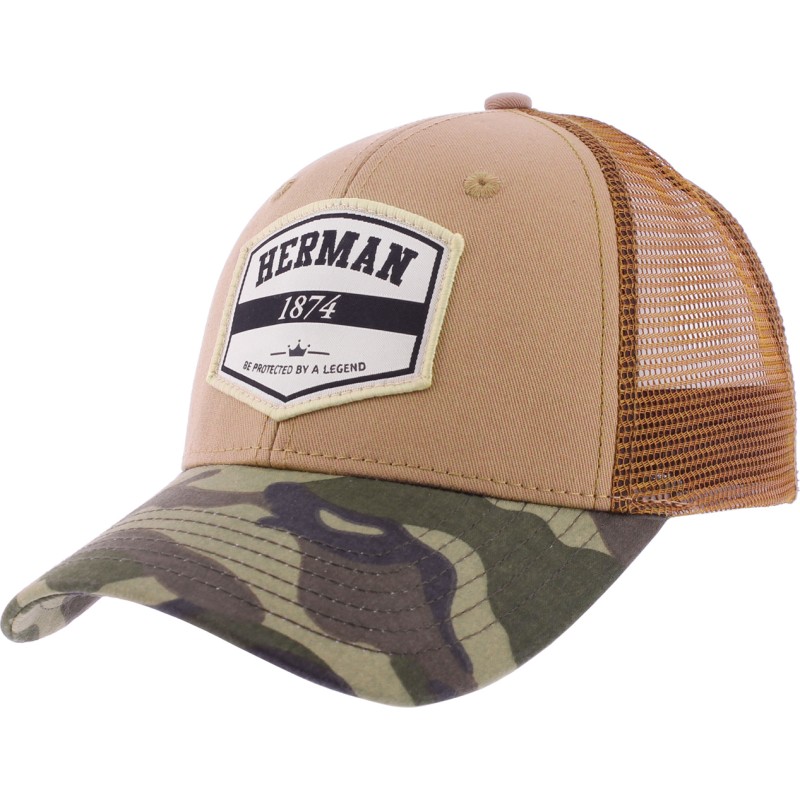 Trucker cap, camo visor, plastic closing "snapback"