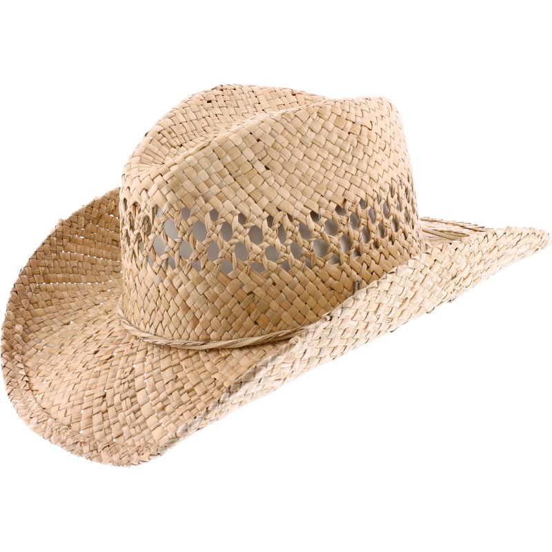 Chapeau cowboy en paille naturelle