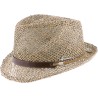 Chapeau petit bord relevé en paille seagrass ajourée unie avec large c