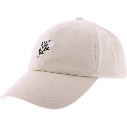 Plain color baseball cap with flower embroidery.